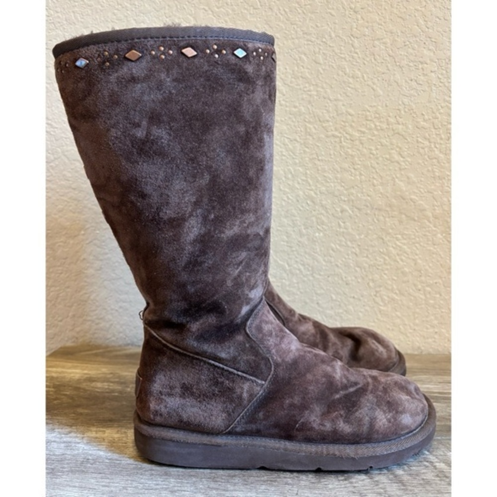 Ugg Boots Brown Waterproof Suede Embellished